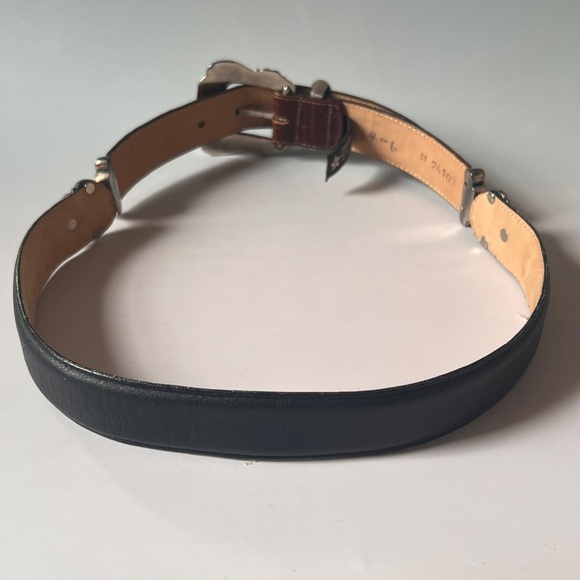 Vintage Brighton Western Black and Brown Leather Waist Belt 1996 Made in USA main image 4